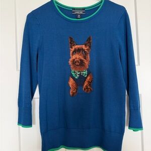 Lands' End Blue Sweater with Dog
